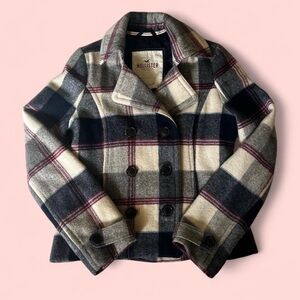 Hollister Gray and Red Plaid Jacket